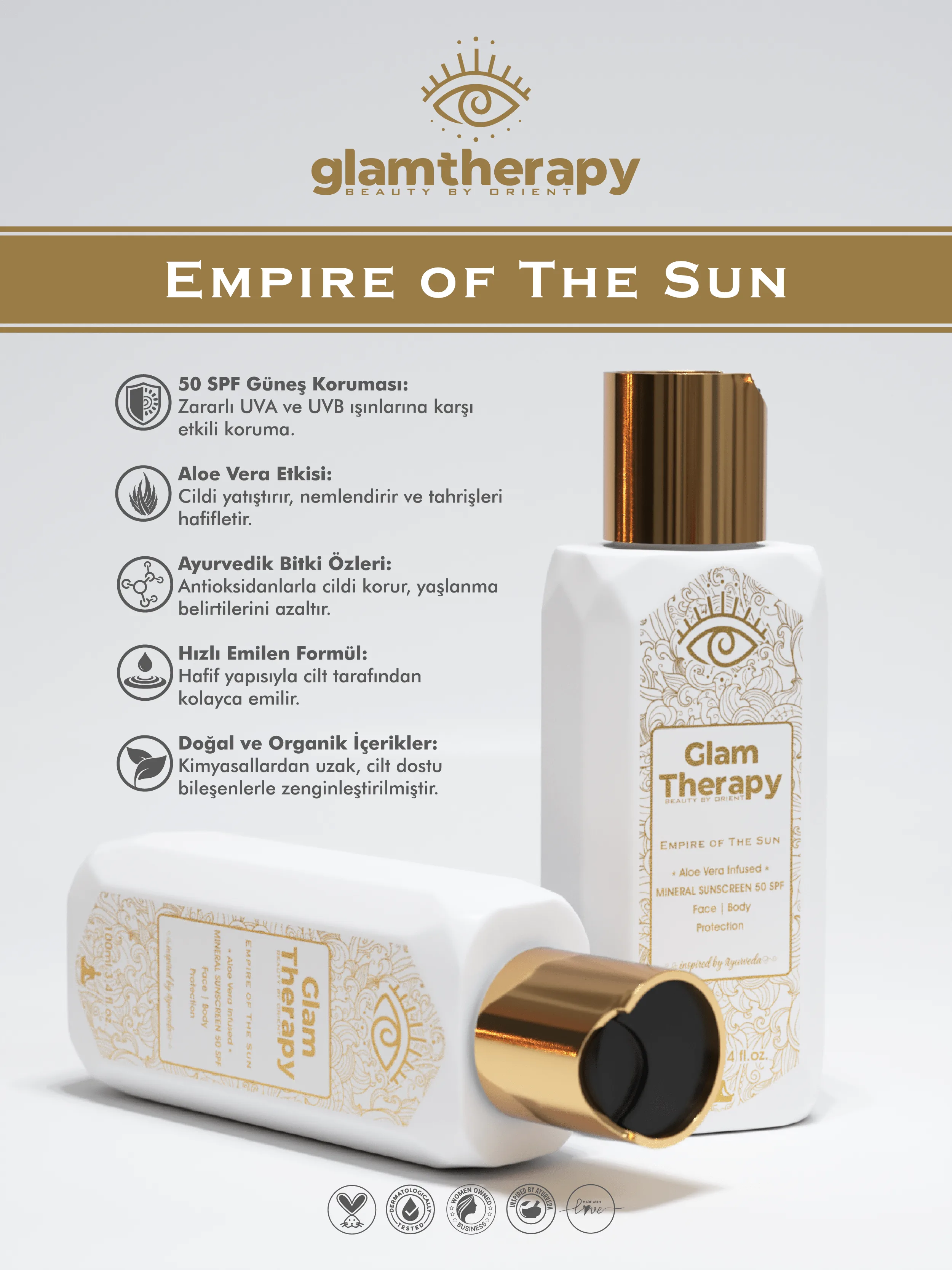 Glam Therapy Solar Embrace Aloe Vera Infused Yüz Ve Vücut Nemlendirici Güneş Kremi 50 Spf 100 ml   Görsel 5