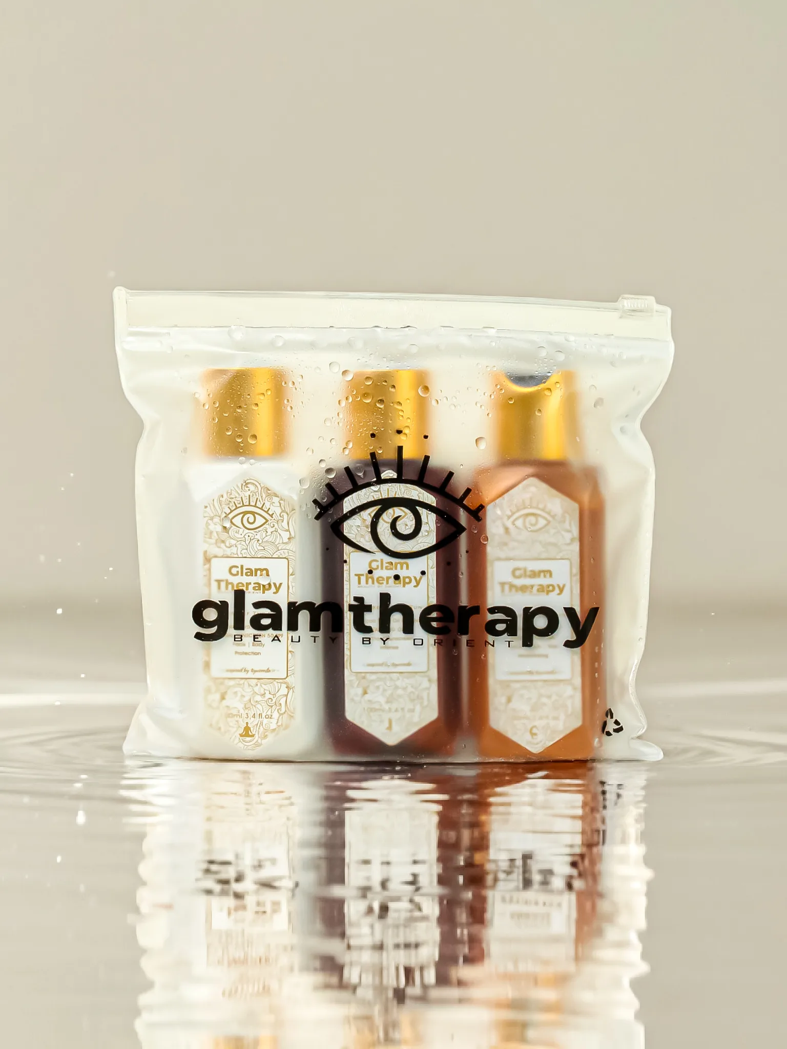 Glam Therapy Empire Of The Sun Serisi 3'lü Set Şeffaf Kozmetik Çantası Hediye